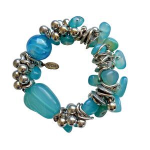 ✅ Loculi Bracelet Blue & Silver Stretch for Woman ✅